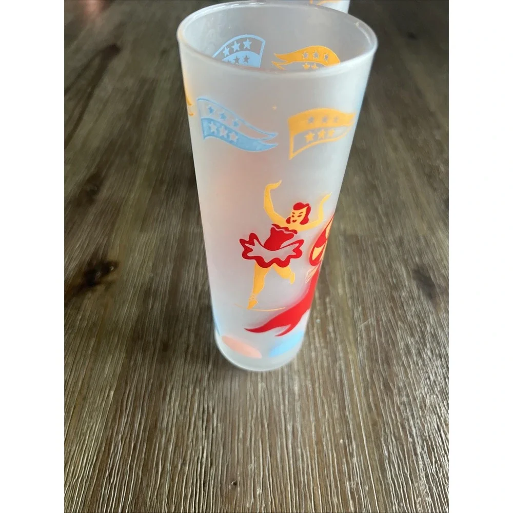 Vintage Frosted Tall Glasses Set 2 MCM 7